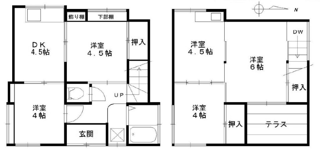 幡ヶ谷三丁目戸建の間取り図
