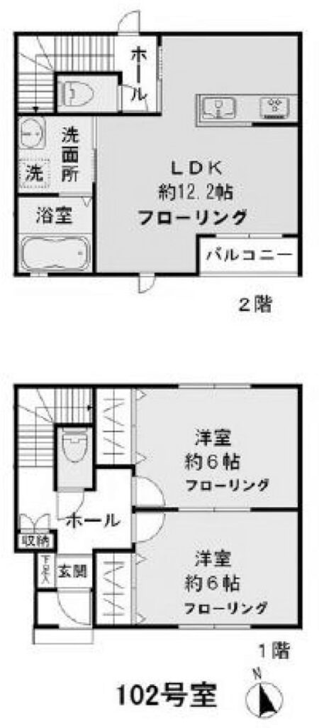 カーサ アリエッタ 102号室の間取り図