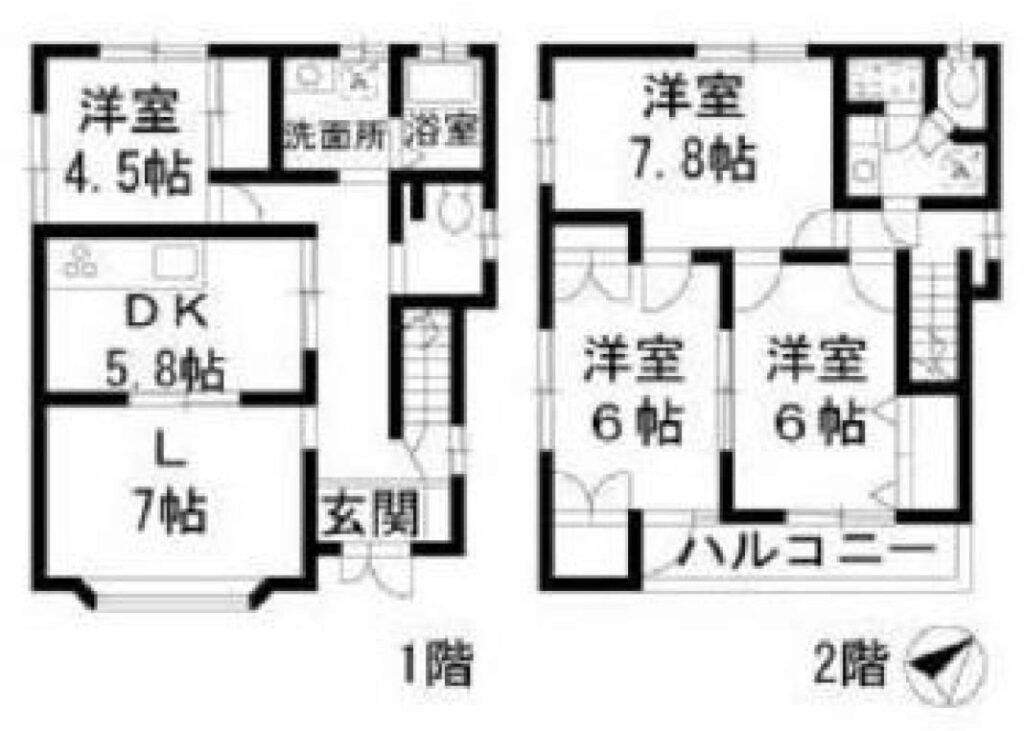 幡ヶ谷3丁目戸建の間取り図